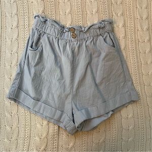 Mable Womens Size Small Light Blue Paper Bag Style Shorts Elastic Waistband